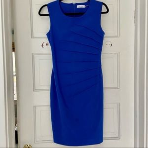 Calvin Klein Sleeveless Sunburst Sheath Dress Cobalt Blue